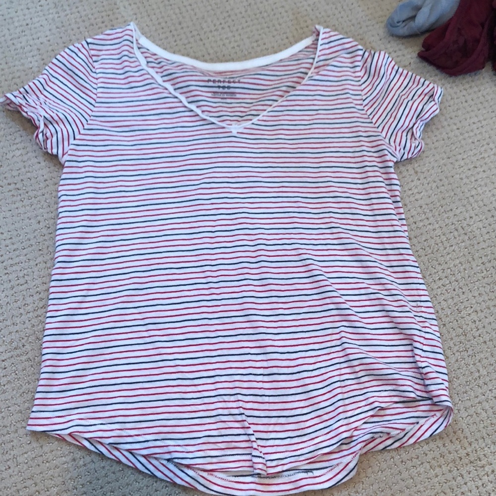 Red white and blue stripe tee